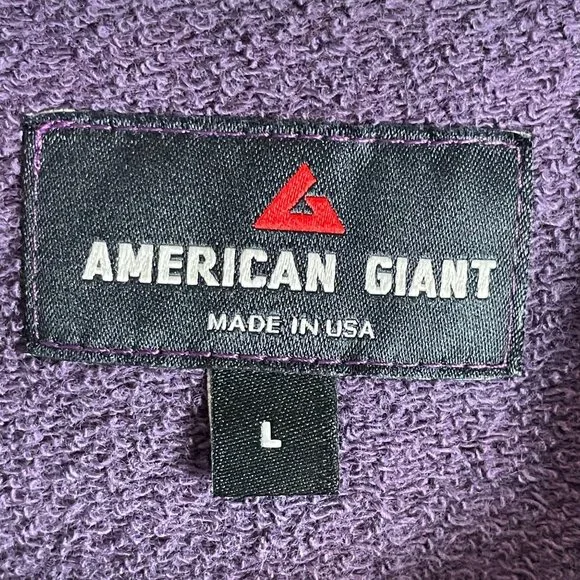 NEW American Giant Mens Large Vintage Wash Relax French Terry Purple Sweatshirt